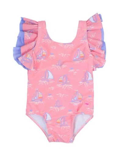 Rufflebutts Kids'  Baby/toddler Girls Upf50+ Sun Protected Butterfly One Piece In Pink Seas The Day