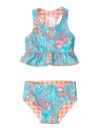 Rufflebutts Baby/toddler Girls Upf50+ Sun Protected Reversible Peplum Tankini