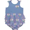 Rufflebutts Baby/toddler Knit Tie Shoulder Bubble Romper In Blue
