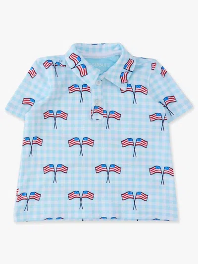 Rufflebutts Kids' Boy's Patriotic Performance Polo In Blue