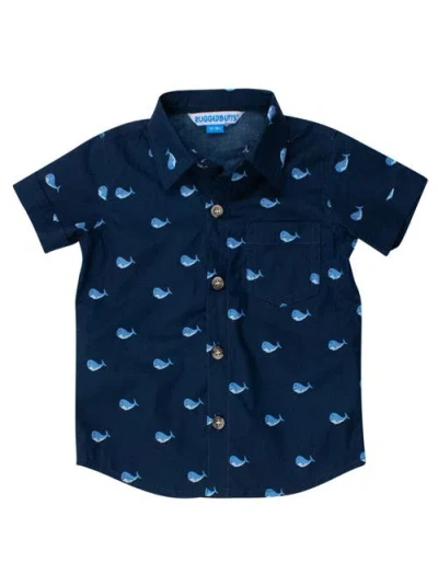 Rufflebutts Kids'  Boys Short Sleeve Button Down Shirt In Blue