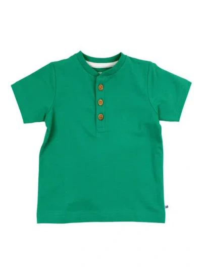 Rufflebutts Babies'  Boys Short Sleeve Knit Henley In Green