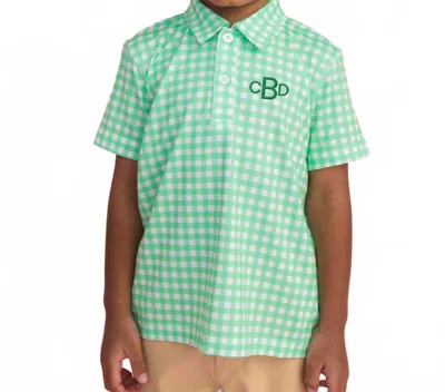 Rufflebutts Kids' Classic Spring Bud Gingham Knit Short Sleeve Performance Polo In Green