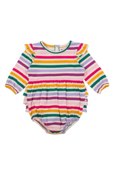 Rufflebutts Babies'  Colorful Rainbow Stripe Bodysuit In White