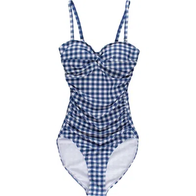 Rufflebutts Convertible Bandeau One Piece Swimsuit In Blue