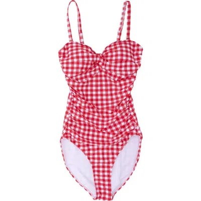 Rufflebutts Convertible Bandeau One Piece Swimsuit In Red