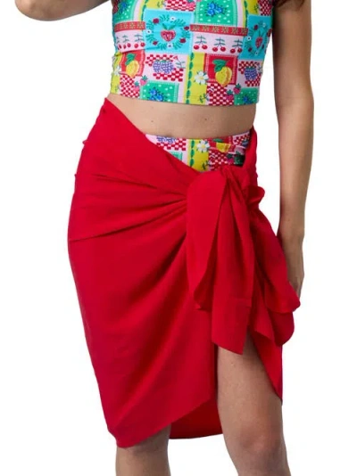 Rufflebutts Convertible Sarong In Red