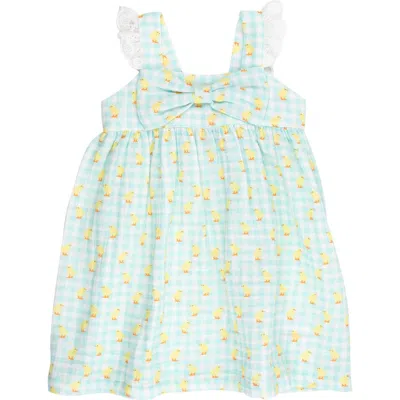 Rufflebutts Kids'  Cotton Gauze Flutter Bow Woven Dress In Green
