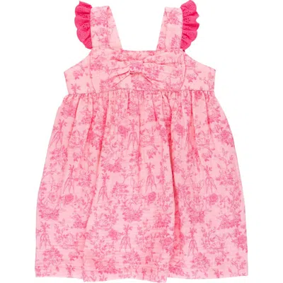 Rufflebutts Kids'  Cotton Gauze Flutter Bow Woven Dress In Pink