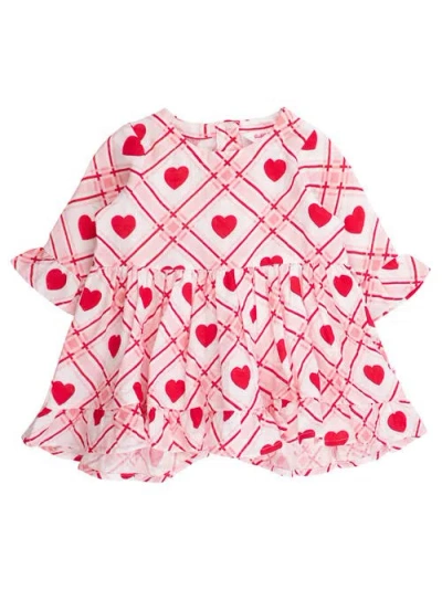 Rufflebutts Babies'  Cotton Gauze High Low Ruffle Tunic In Red