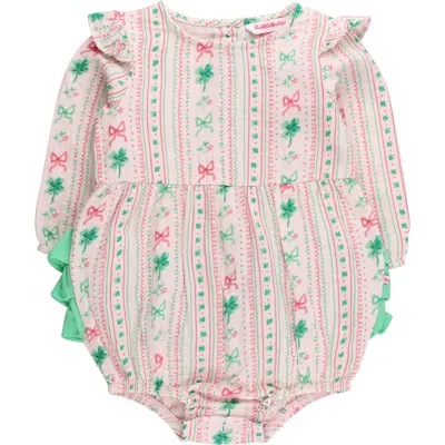 Rufflebutts Babies'  Cotton Gauze Long Sleeve Flutter Bubble Romper In Multi