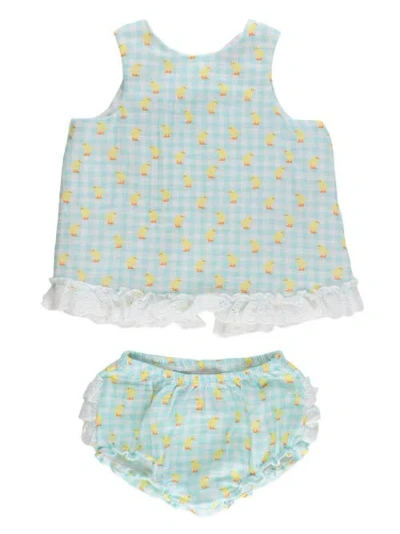 Rufflebutts Babies'  Cotton Gauze Swing Top And Bloomer Set In Blue