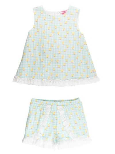 Rufflebutts Kids'  Cotton Gauze Swing Top And Short Set In Blue