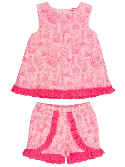 Rufflebutts Kids'  Cotton Gauze Swing Top And Short Set In Pink