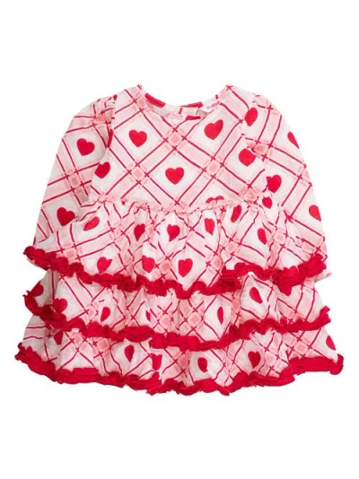 Rufflebutts Kids'  Cotton Gauze Tiered Ruffle Dress In Red
