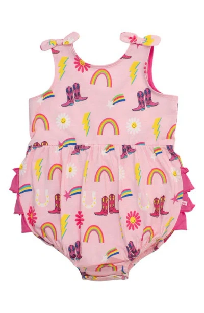 Rufflebutts Babies'  Cowgirl Cutie Ruffle Bubble Romper In Pink