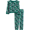 Rufflebutts Emerald Tinsel Tidings Velour Top & Pants Set In Green
