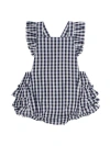 Rufflebutts Kids'  Flutter Overall Romper In Blue