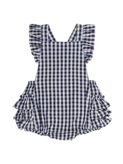 Rufflebutts Kids'  Flutter Overall Romper In Blue