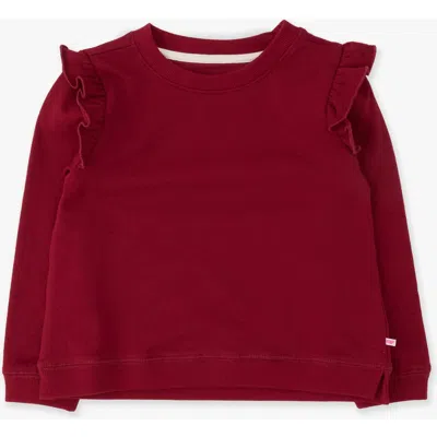 Rufflebutts Kids'  Flutter Sweatshirt In Burgundy