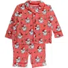 Rufflebutts Kids'  Gender Inclusive Button Up Pajama Set In Red