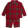 Rufflebutts Kids'  Gender Inclusive Button Up Pajama Set In Red