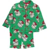 Rufflebutts Kids'  Gender Inclusive Button Up Pajama Set In Green