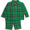 Rufflebutts Gender Inclusive Button Up Pajama Set In Green