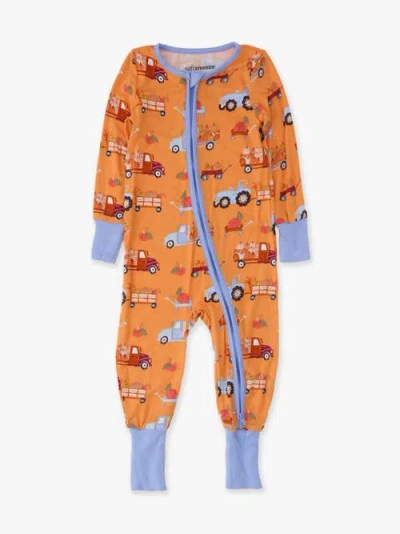 Rufflebutts Kids'  Gender Inclusive Softsnooze Baby Convertible One Piece Pajama In Orange