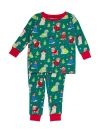 Rufflebutts Kids'  Gender Inclusive Softsnooze Long Sleeve Pajama Set In Green