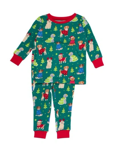 Rufflebutts Kids'  Gender Inclusive Softsnooze Long Sleeve Pajama Set In Green