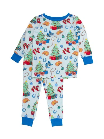 Rufflebutts Gender Inclusive Softsnooze Long Sleeve Pajama Set In Blue
