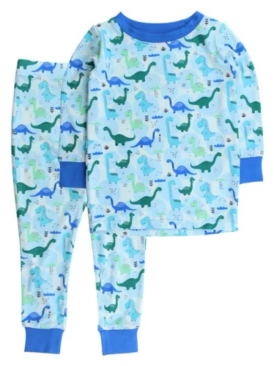 Rufflebutts Gender Inclusive Softsnooze Long Sleeve Pajama Set In Blue