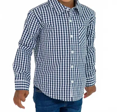Rufflebutts Kids' Gingham Button Down Shirt In Navy In Blue