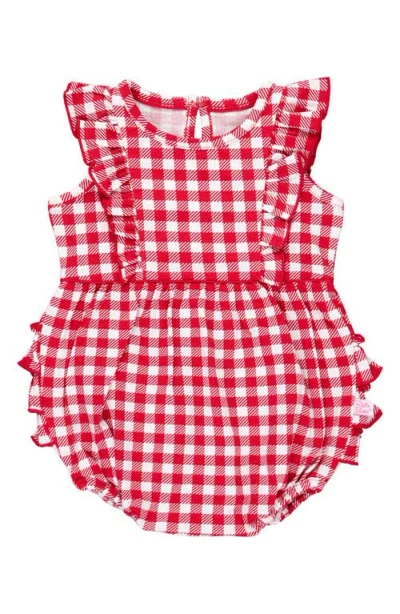 Rufflebutts Babies'  Gingham Cotton Ruffle Bubble Romper In Red Gingham