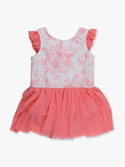 Rufflebutts Kids' Girl's Butterfly Garden Toile Flutter Sleeve Dance & Gymnastics Leotard In Pink