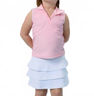 Rufflebutts Kids' Girl's Sleeveless Polo Active Top In Pink