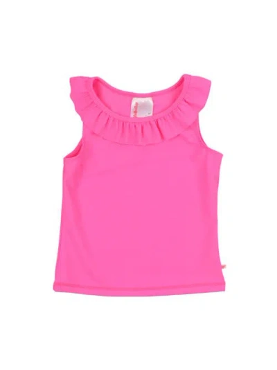 Rufflebutts Babies'  Girls Active Ruffle Tank Top In Neon Magenta