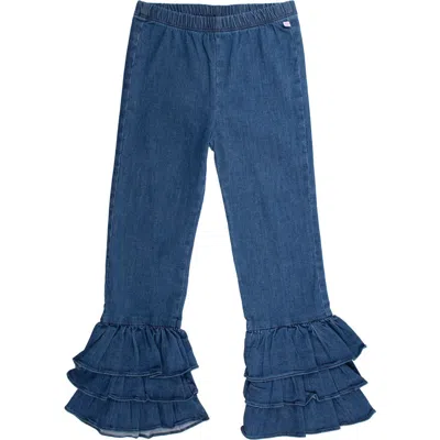 Rufflebutts Kids'  Girls Denim Flare Pants In Blue