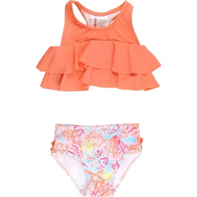 Rufflebutts Kids'  Girls Flounce Bikini In Orange