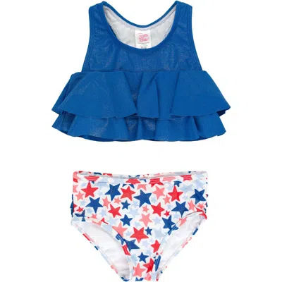 Rufflebutts Kids'  Girls Flounce Bikini In Blue