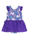 Rufflebutts Girls Flutter Sleeve Leotard In Purple