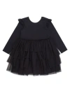 Rufflebutts Kids'  Girls Flutter Tulle Long Sleeve Twirl Dress In Black