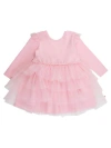 Rufflebutts Kids'  Girls Flutter Tulle Long Sleeve Twirl Dress In Pink