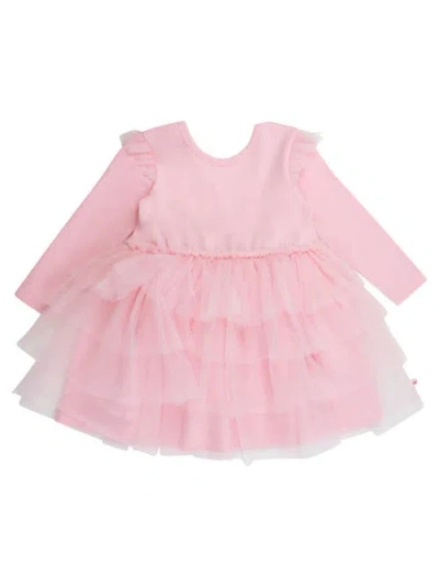 Rufflebutts Kids'  Girls Flutter Tulle Long Sleeve Twirl Dress In Pink