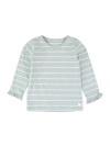 Rufflebutts Babies'  Girls Knit Long Sleeve Ruffle Layering Tee In Cloud Blue And Ivory Stripe