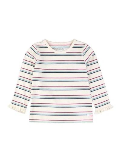 Rufflebutts Babies'  Girls Knit Long Sleeve Ruffle Layering Tee In Dahlia Stripe