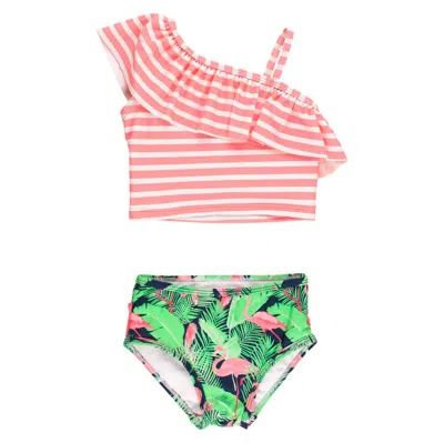 RUFFLEBUTTS RUFFLEBUTTS GIRLS ONE SHOULDER RUFFLE TANKINI