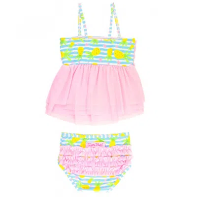 Rufflebutts Kids' Girls' Pineapple Paradise Mesh Tankini In Pink