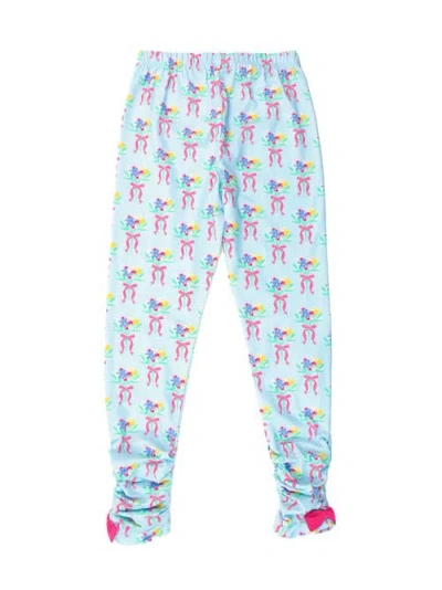 Rufflebutts Kids'  Girls Ruched Bow Leggings In Multi
